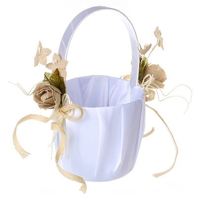 Romantic Flower Girl Basket Rose Petals Bouquet Holder For Country Wedding Ceremony Party Decor Flower Basket: Default Title