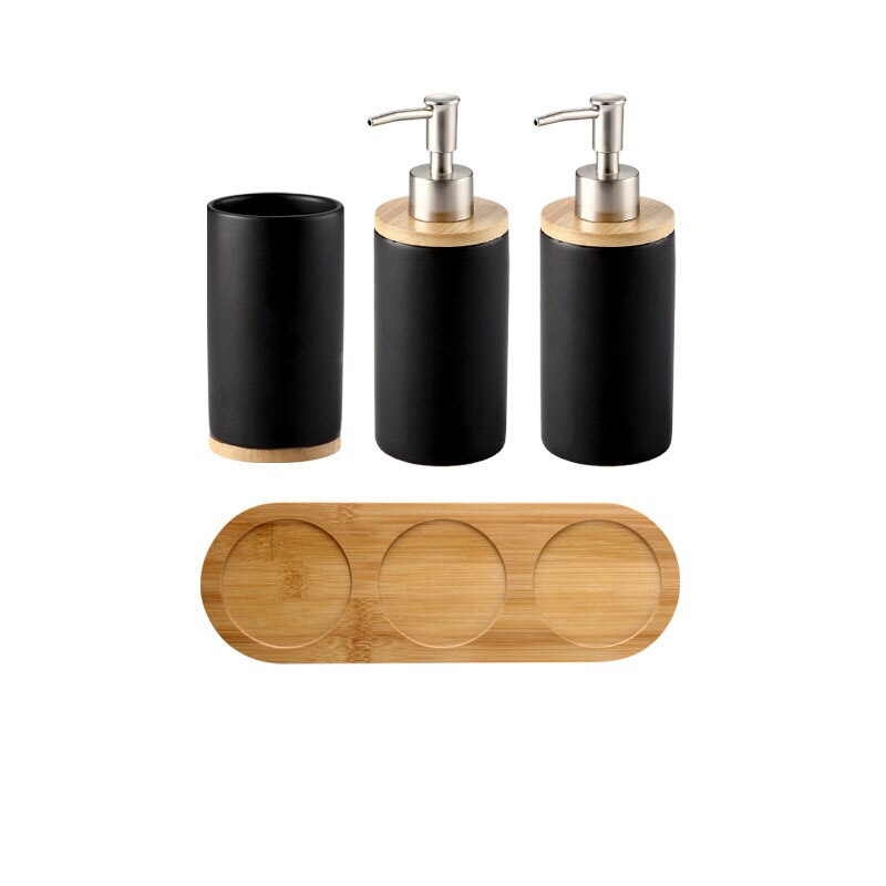 Ceramic Bamboo Bathroom Tumblers Mouth Cup Toothpaste Toothbrush Holder Soap Dispenser Kitchen Dishwashing Liquid Container: 14