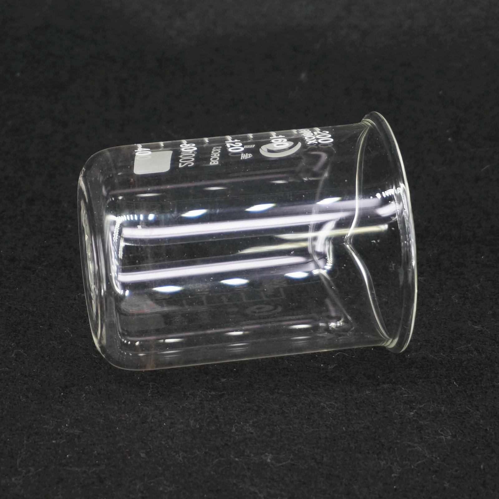 Gobelet de laboratoire en verre Borosilicate, de forme basse, Transparent, épaissi, avec bec verseur, 200ml