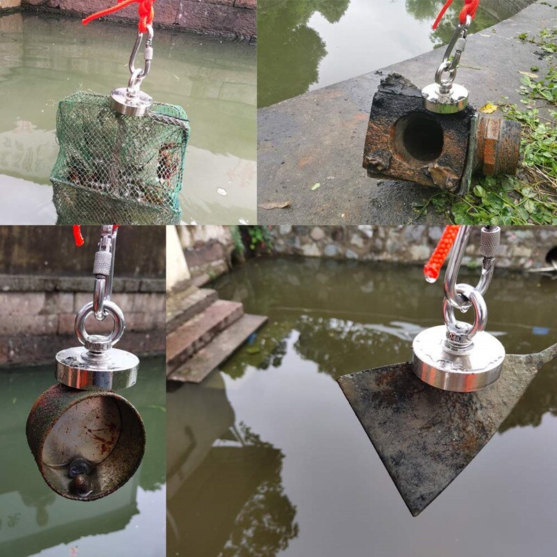 10M/20M/30M de múltiples longitudes al aire libre potente salvamento imán de pesca de neodimio cuerda de seguro con mosquetón