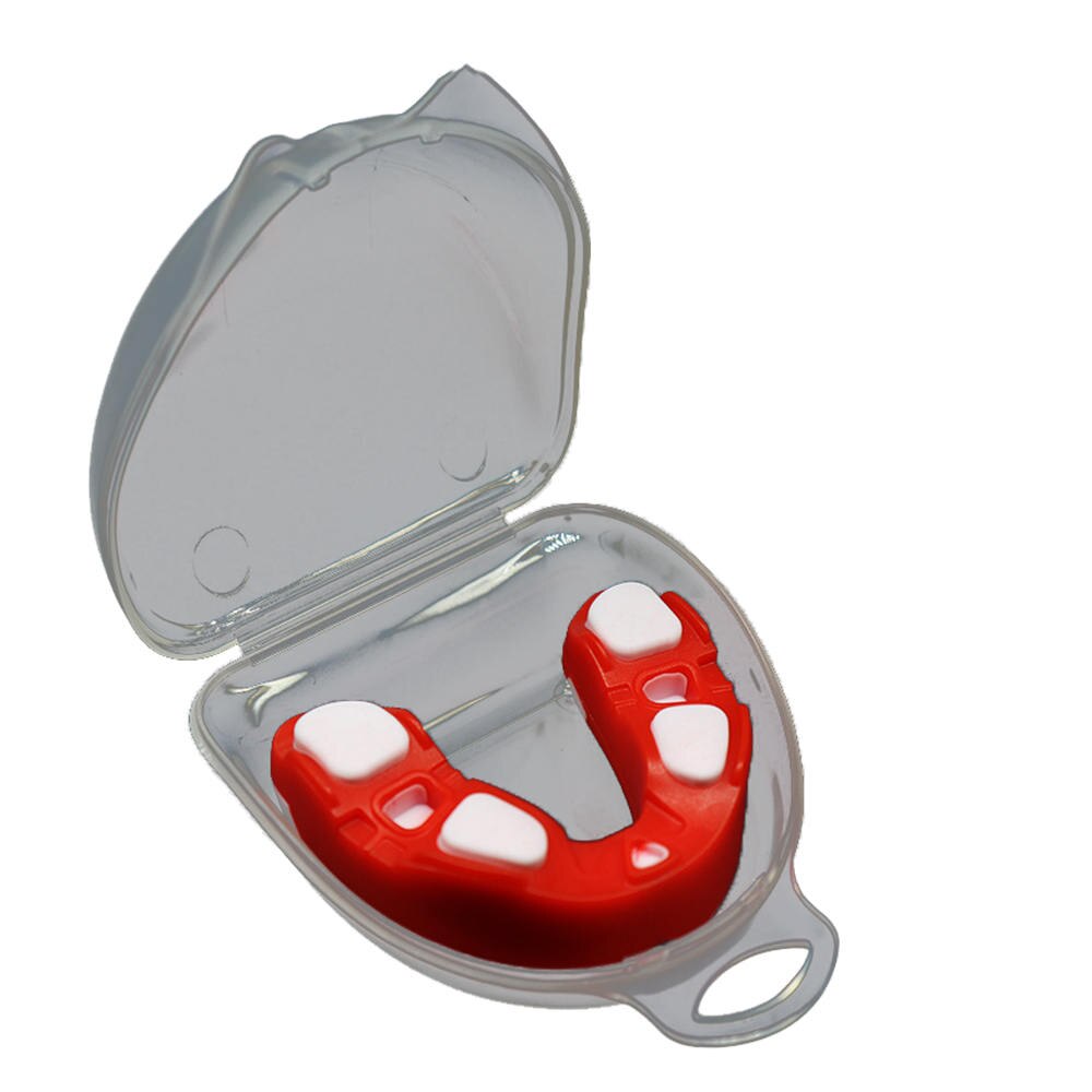 dovuto Colori Guantoni Da Boxe Bretelle Denti protettore Paradenti sport boxe bocca guardia Denti di Protezione per Il cestino Rugby Guantoni Da Boxe: Outer rosso bianca