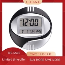 Temperature Display Digital Wall Electronic Clock LCD Moderne Calendar LED Bracket Watch Mute Of Home Office Decoration Black