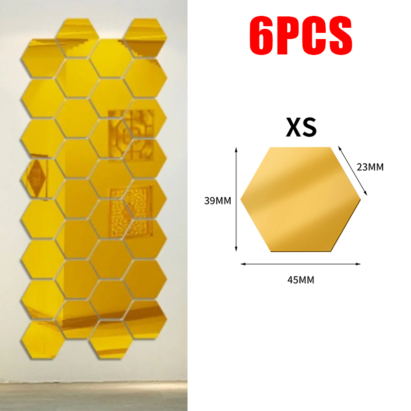 3D zeshoek spiegel muurstickers DIY muur spiegels sticker verwijderbare zelfklevende esthetische mozaïek tegels stickers woondecoratie