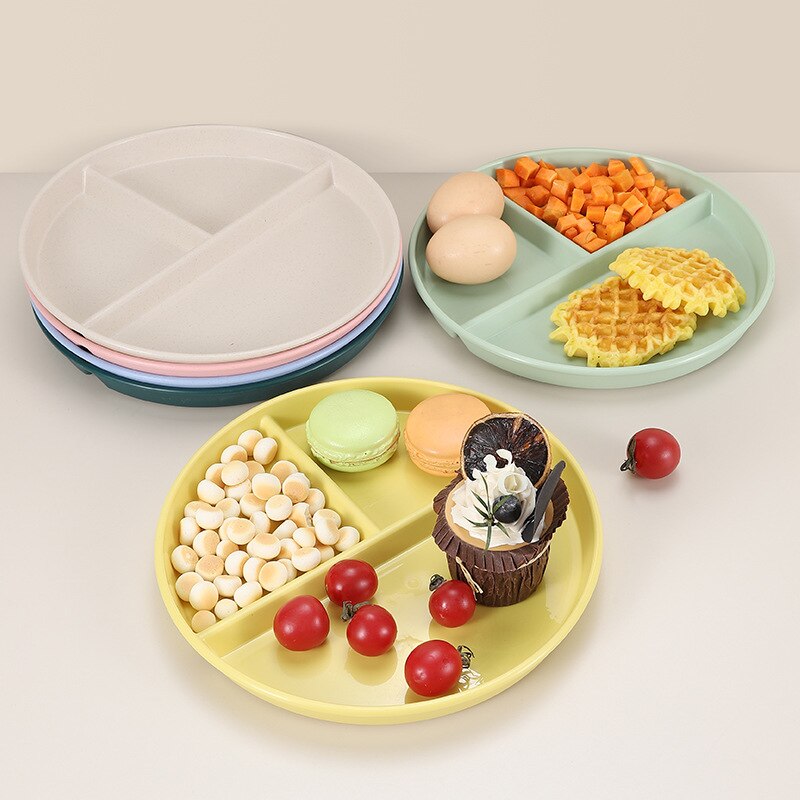 Breakfast Plate Dividing Plate Fat Loss Plate Separation Plastic Plate Slimming Meal Quantitative Plate Three Grids for Home