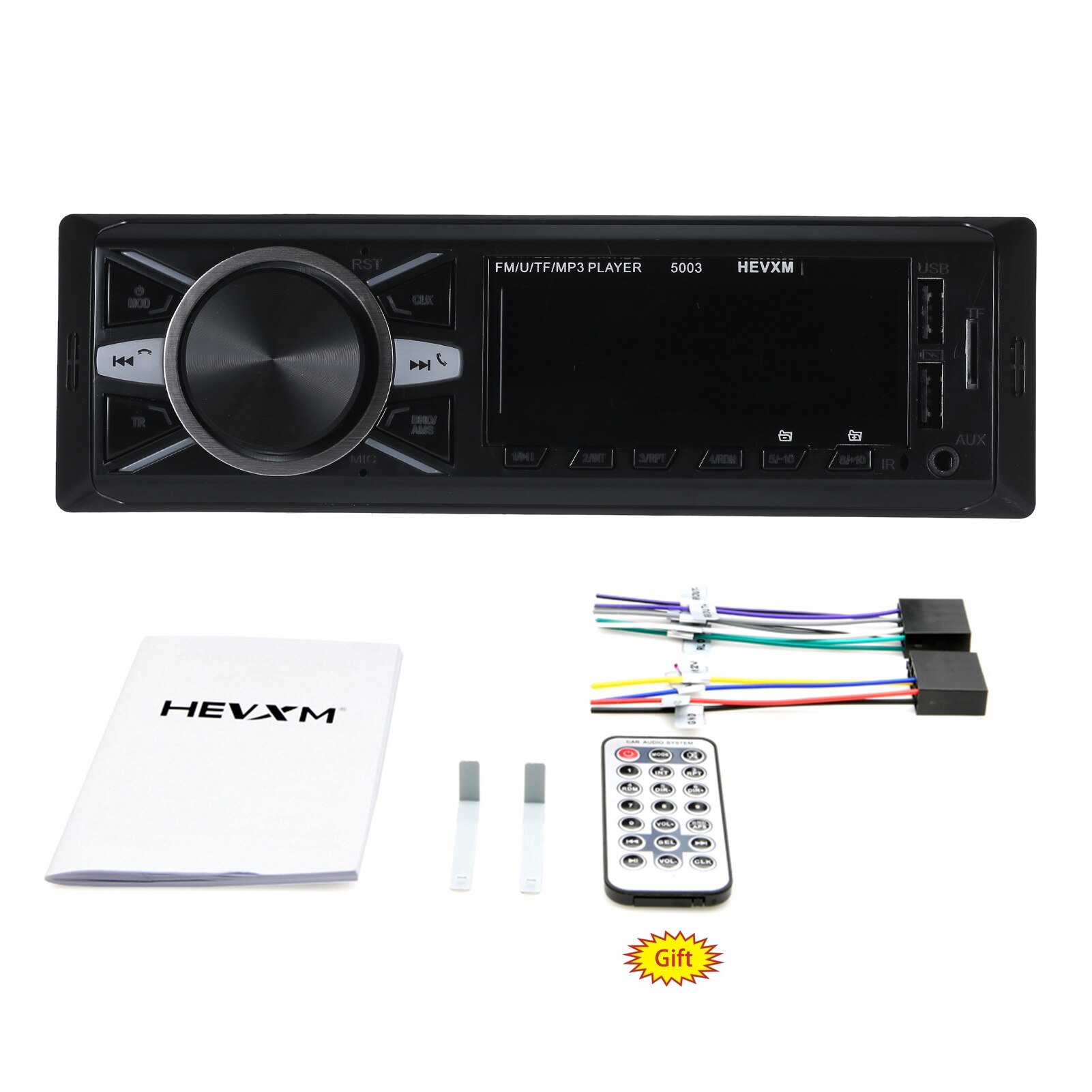 7 Colors Digital HD LCD Display Car Stereo Receiver Full View VA Car Radio/MP3/WMA/ID3 and Music Player TF Card Support 12V: without SW controlle