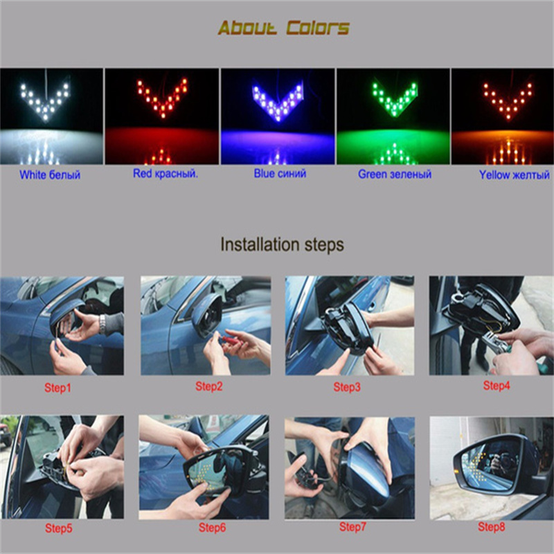 2 pièces/ensemble rétroviseur de voiture LED flèche panneau clignotant indicateur lumineux