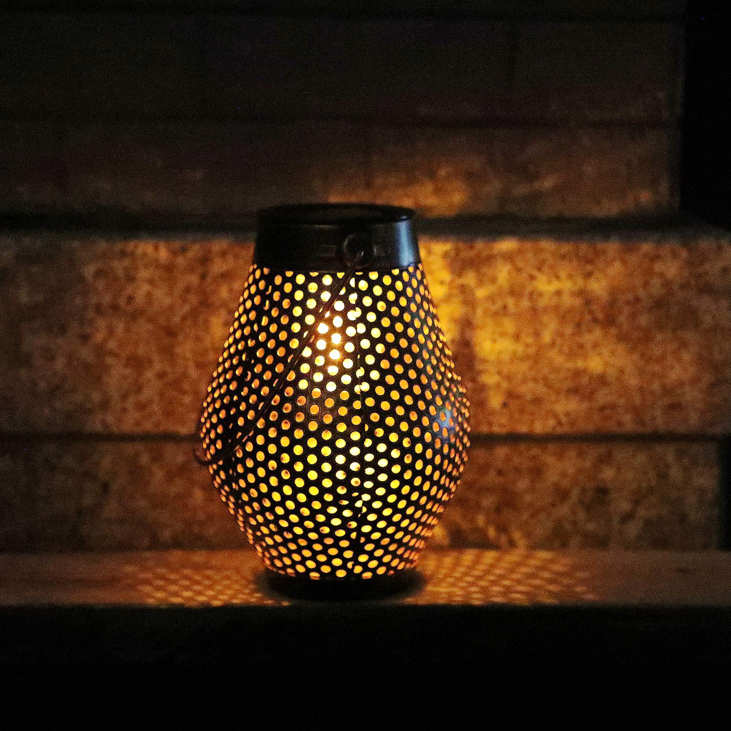 Sollykt hengende lys utendørs dansende flammejern soldrevet terrasselys retro vanntette hengende lys til hage