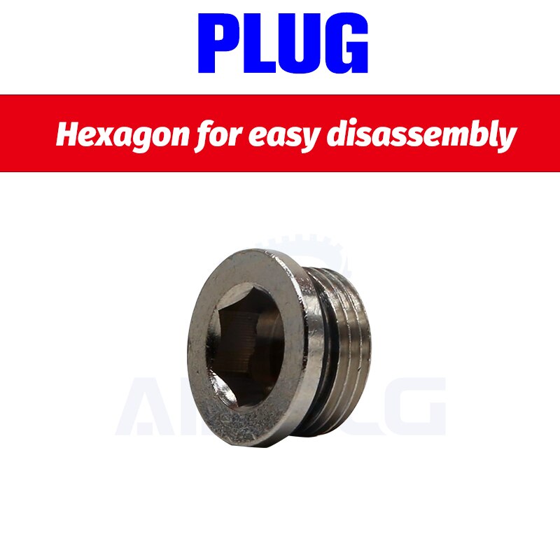 10Pcs/lot M5 1/8 1/4" 3/8" 1/2" 3/4" copper inner hexagonal plug with sealing ring plug copper plug End Cap For Pneumatic