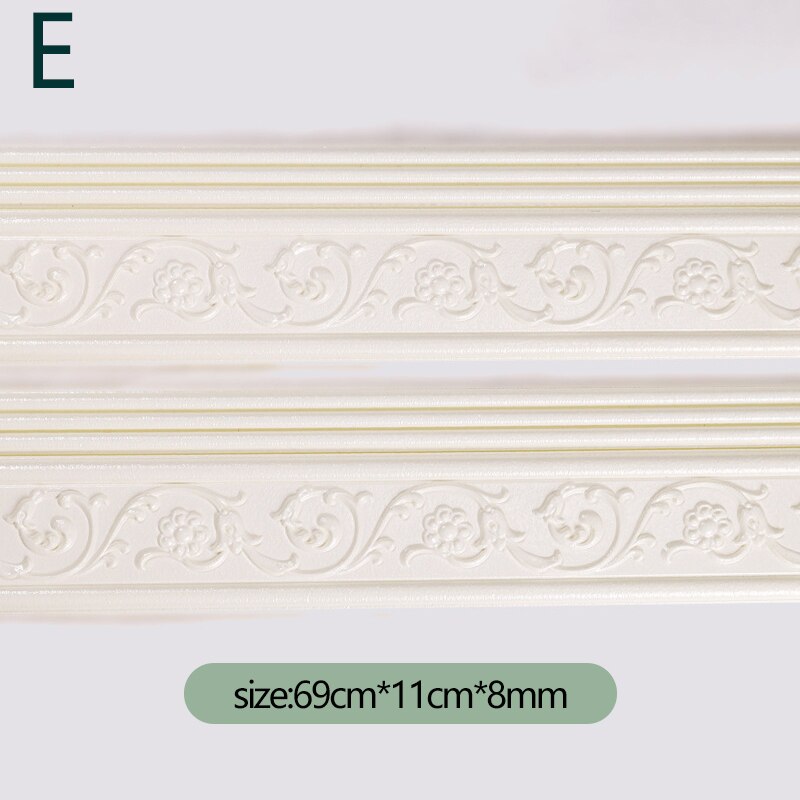 Self Adhesive 3D Foam Wall Stickers Waterproof Baseboard Wallpaper Border Wall Sticker Living Room Bedroom House Decorations: E