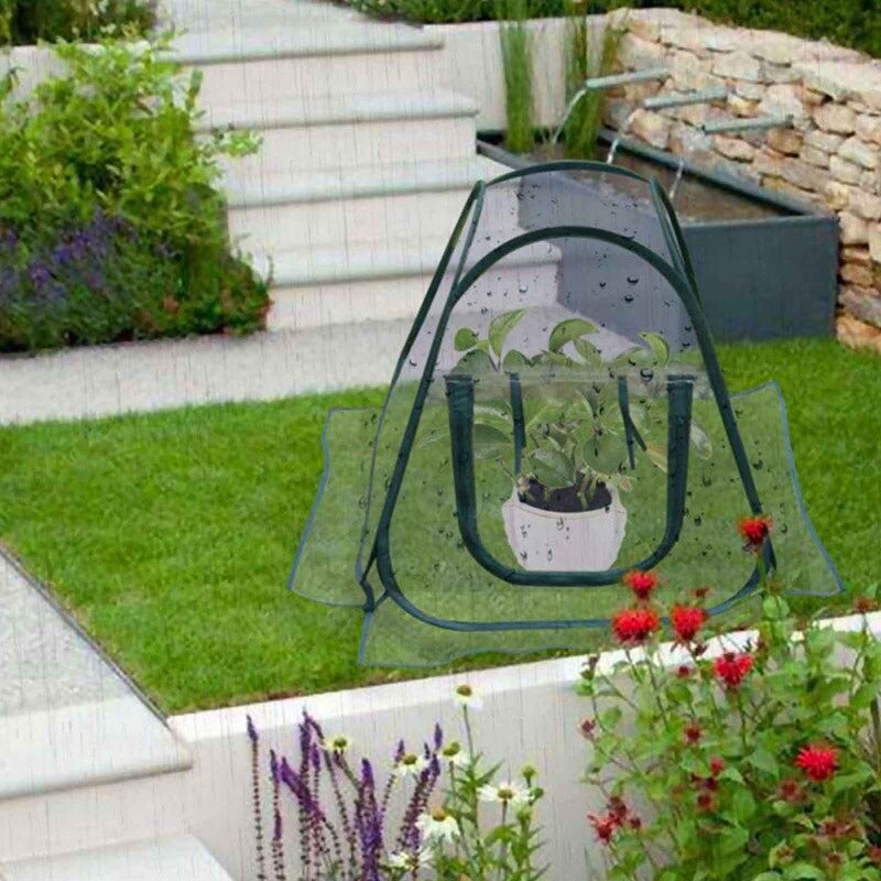 Portátil plegable Mini transparente jardín planta flor cubierta tienda Mini invernaderos PVC cálido habitación jardín invernadero Pop Up al aire libre