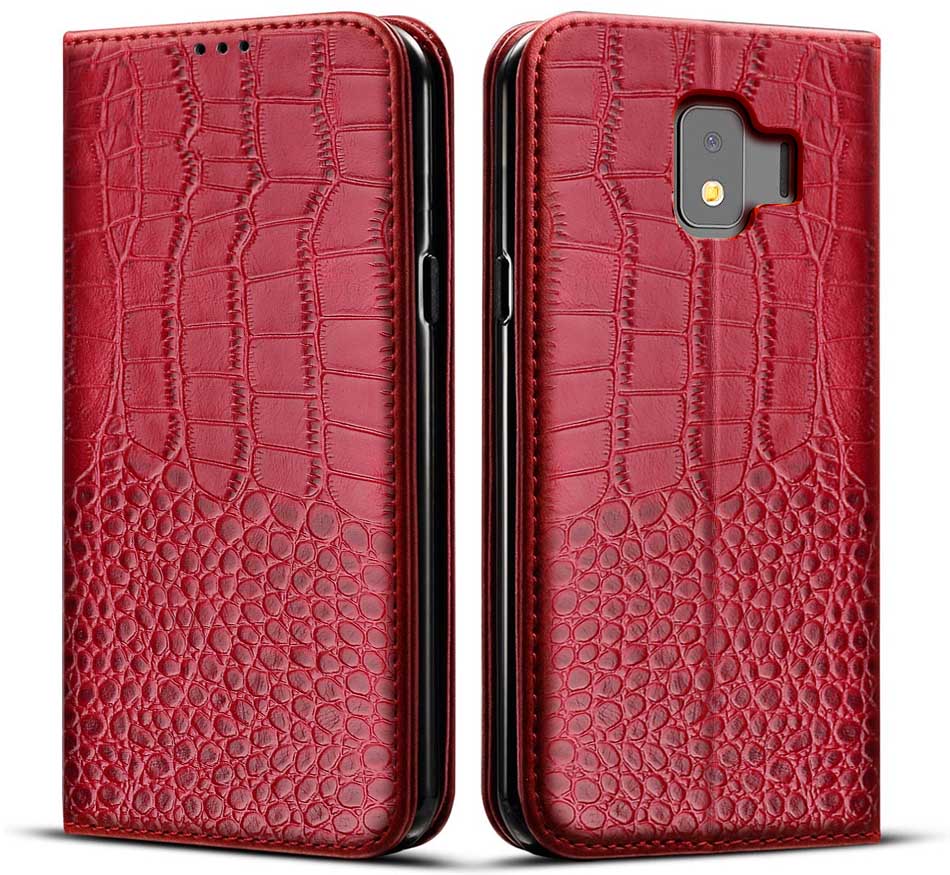 Case Voor Samsung Galaxy J2 Core Case Flip Leather Cover Voor Galaxy J2 Core J 2 SM-J260F J260F J260 cover Coque: Style 1 Red