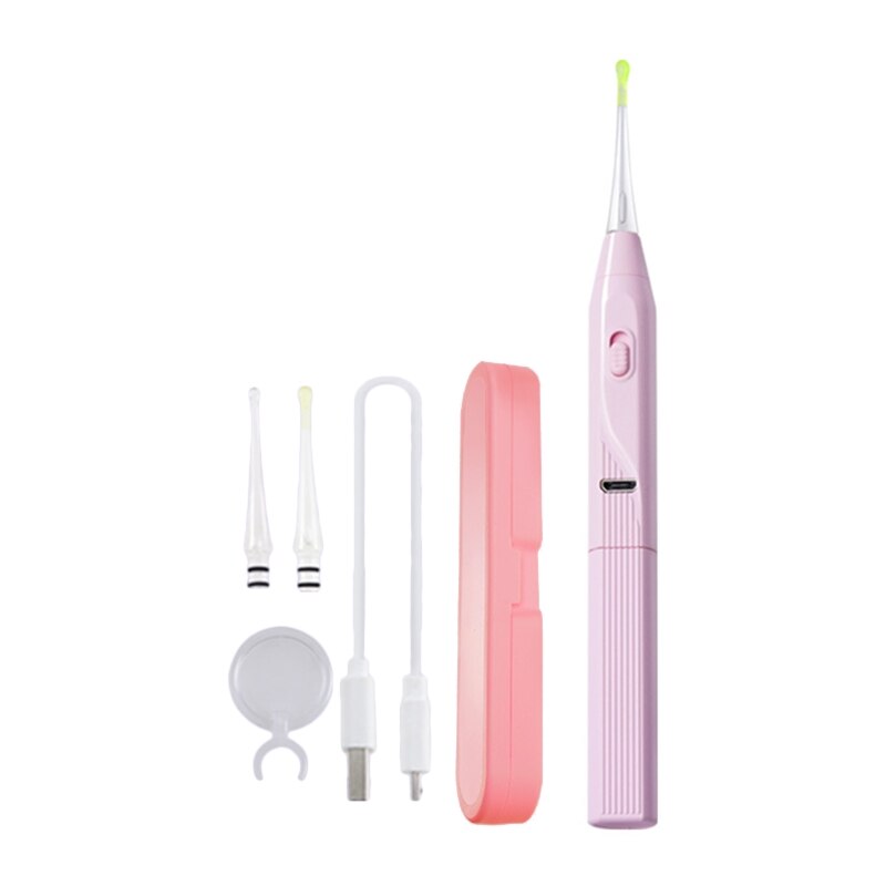 Aspirateur électrique pour cérumen avec lumière LED, nettoyeur de cérumen sans douleur, Kit d'outils de nettoyage pour oreilles, pour adultes et enfants, QX2D: Rose