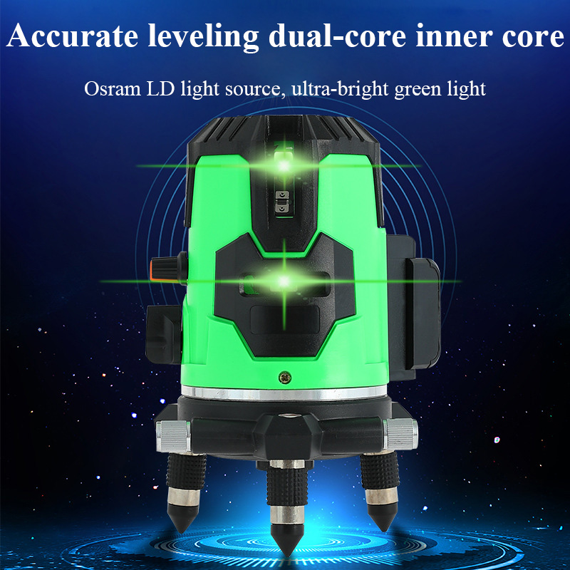 Wysoka precyzja 360 ° obrotowy samopoziomujący laser poziomy silne światło widoczne poziomy pionowy krzyż zielony laser linia