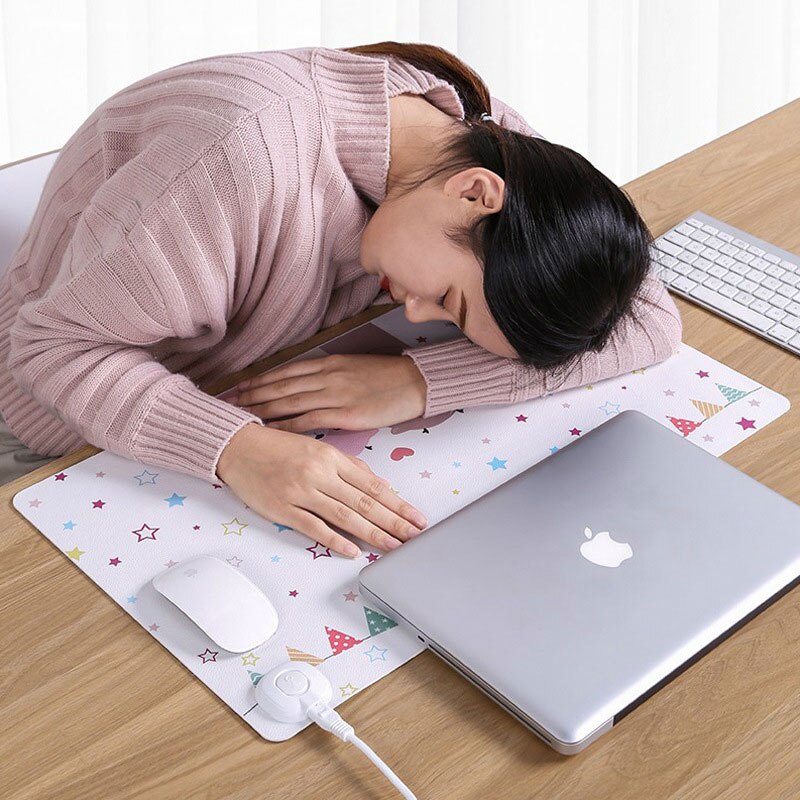 Multi Function Computer Keyboard Heating Pad Winter Warmer PU Table Mouse Pad Waterproof Electric Heating Desk Mat for Office