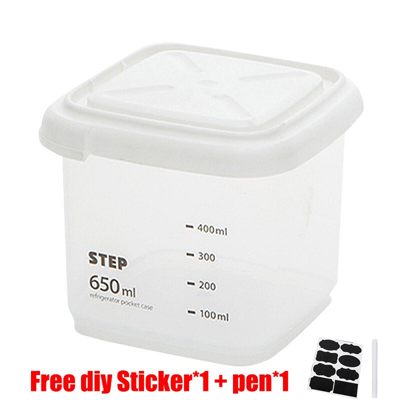 1Pc 2200Ml Verschillende Capaciteit Plastic Verzegelde Blikken Keuken Opbergdoos Transparant Voedsel Bus Houden Verse Clear Container: 650ml