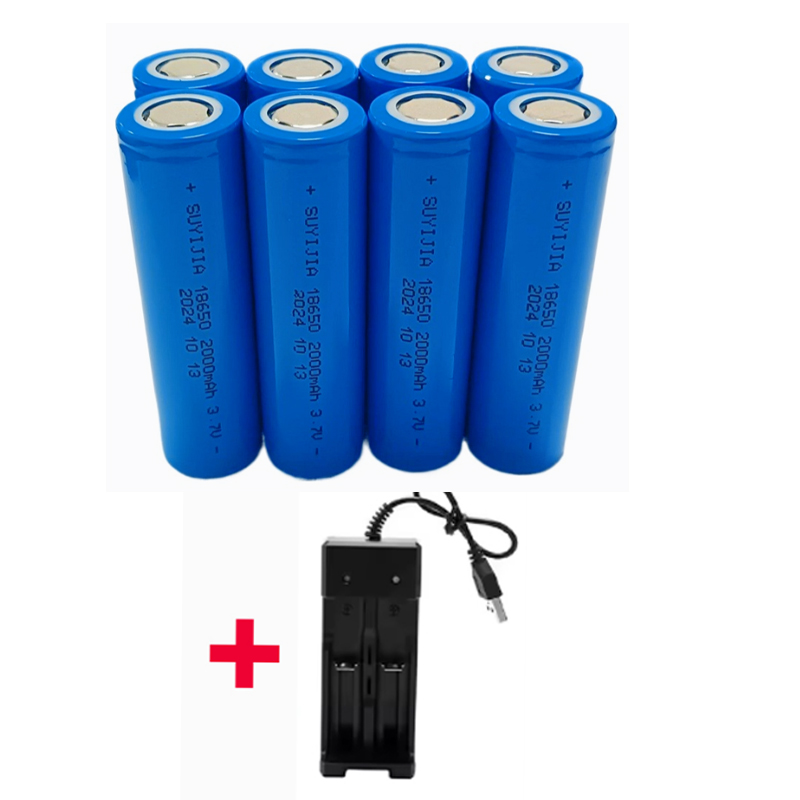 2000mah 18650 Rechargeable Battery with Charger 3.7V Li-ion Batteries for Electric Pointer Doorbell Flashlight Lithium Battery: Gold
