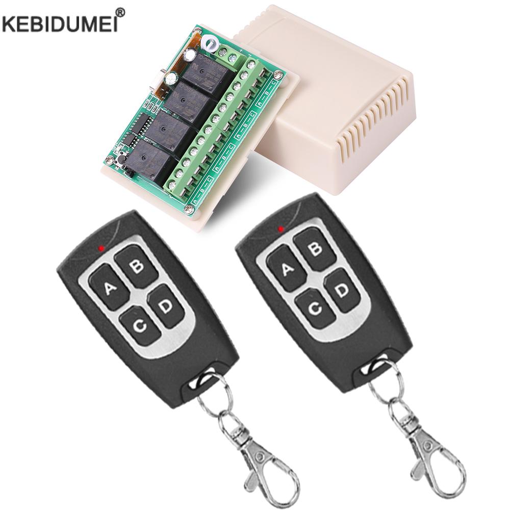 Universele Draadloze Afstandsbediening Schakelaar DC 12 V 4CH relais Ontvanger Module Met 4 kanaals RF Afstandsbediening 433 Mhz zender DIY