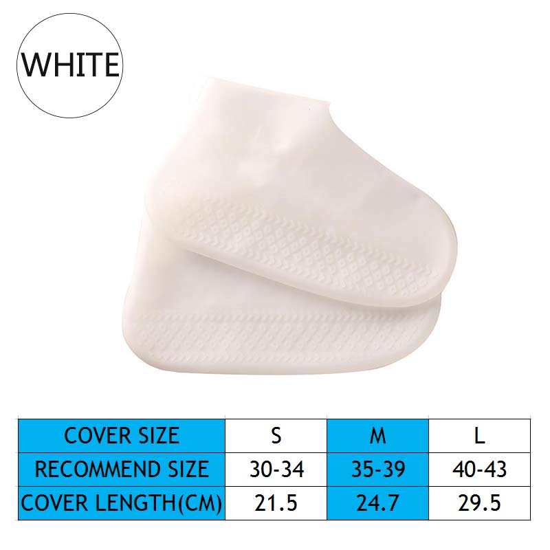 Couvre-chaussures imperméable en Silicone, bottes de pluie pour les jours de pluie, pour l'intérieur et l'extérieur, protection unisexe, accessoires de chaussures, directe: WHITE / M