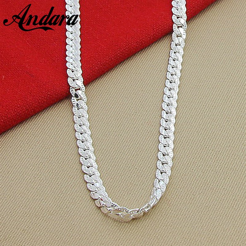 Trendy Men's 6MM 60cm Snake Chain Necklace for Women 925 Jewelry Sterling Silver Necklace