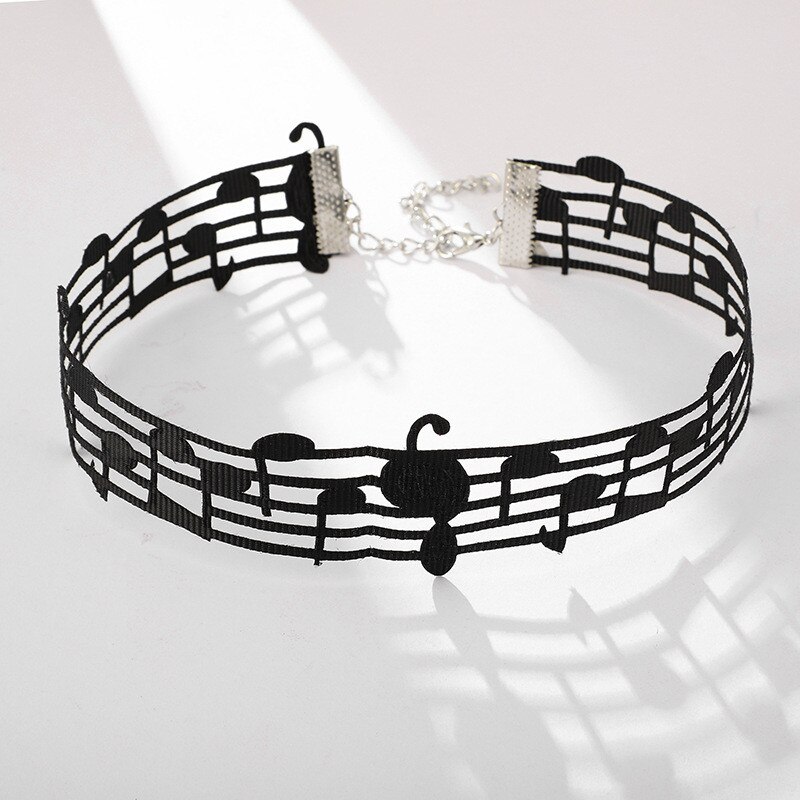 Music Staff Choker Necklace Simple Black Color Choker Necklace For Women Girl Party Jewelry