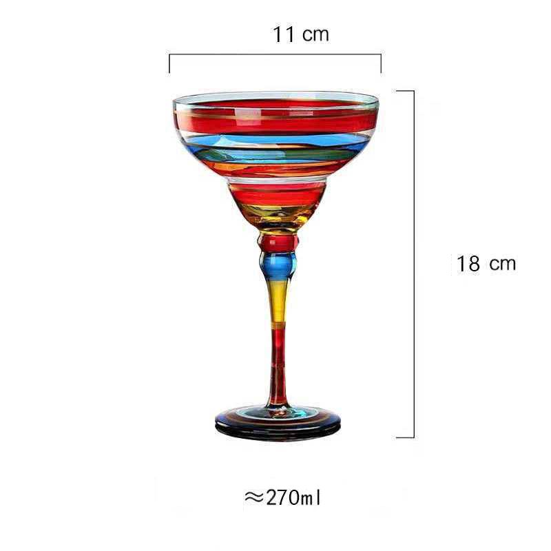 270ml Margarita Wine Glasses Handmade Colorful Cocktail Glass Goblet Cup Lead-free Home Bar Wedding Party Drinkware: Red