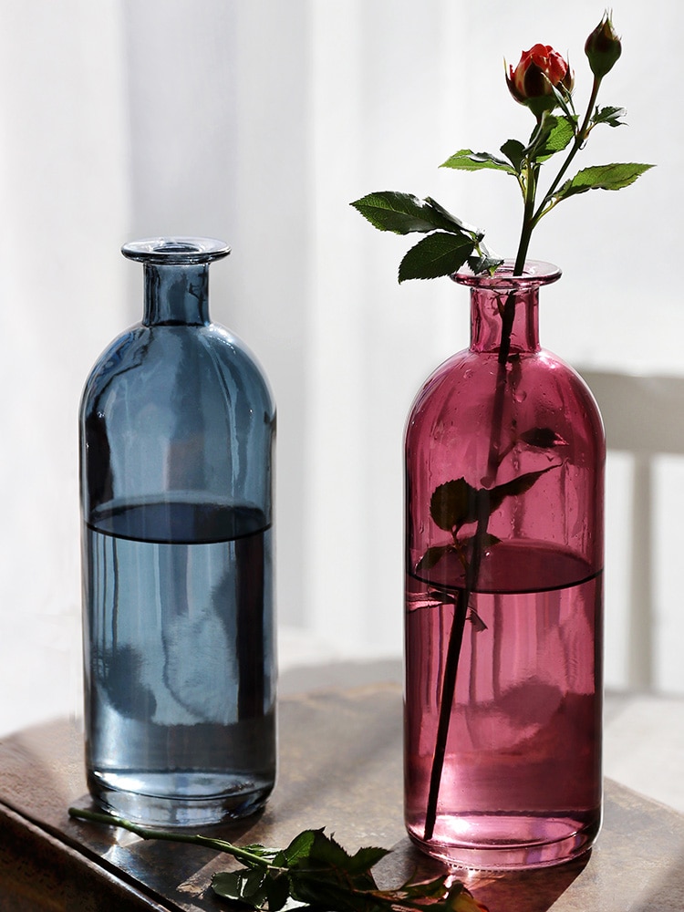Hydroponic bordplade vase til blomsterdekoration europæisk vintage glasvase ins hydroponics farverig vase stue ornamenter