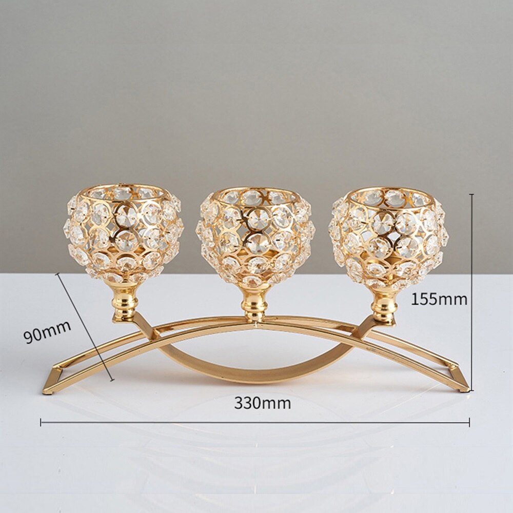 Candelabros de 3 brazos con arco de cristal, portavelas de puente, tazón, adorno romántico para decoración del hogar y boda