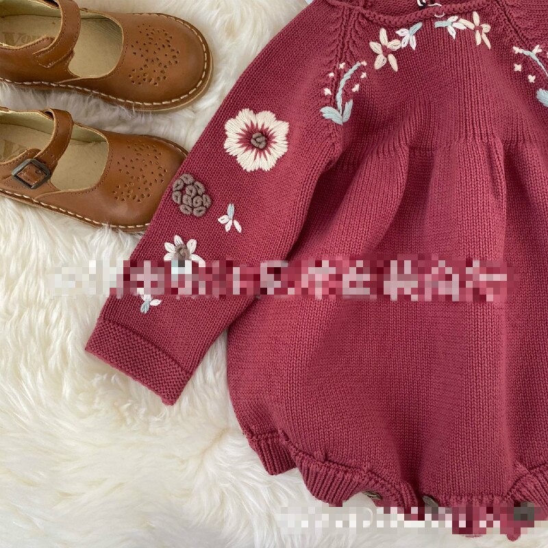 Disponibile INS Hot Spring 2021 Cotton Baby maglione Shirley Bredal Series bellissimo pagliaccetto rosso lavorato a maglia