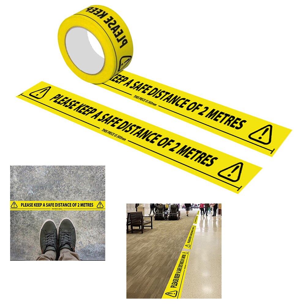 Please Keep A Safe Distance PVC Sticker Warning Mark Tape Decal Vinyl Stay Safe Ground Stickers Ground Sign Isolated Label