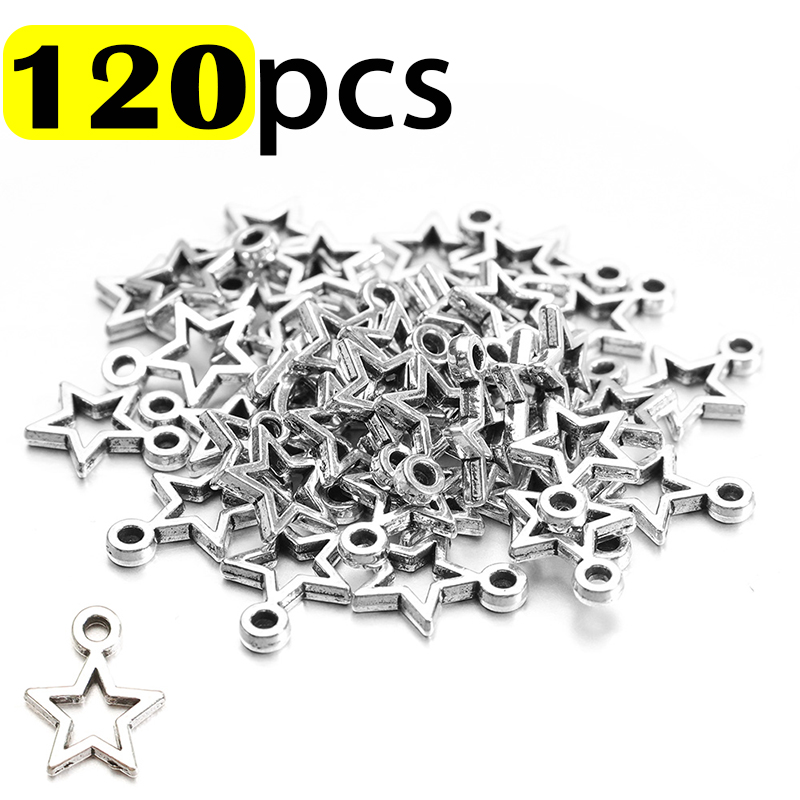 Dijes estrella DIY colgantes Metal pentagrama Vintage plata bronce joyería accesorios para pulsera collar artesanía hecha a mano