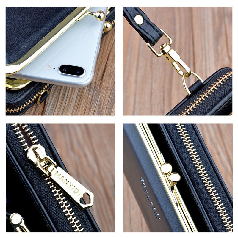 Vrouwen Tas Grote Scherm Telefoon Tas Vrouwen Portemonnee Lange Rits Schoudertas Mode Messenger Bag Portemonnee Lederen Crossbody portemonnee
