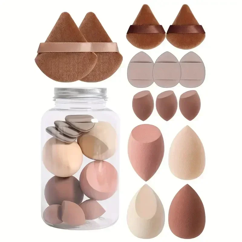 12/14 pçs esponja de maquiagem cosméticos puff fundação esponjas liquidificador beleza ovo pó puffs compõem acessórios ferramentas de maquiagem feminina: Rosa