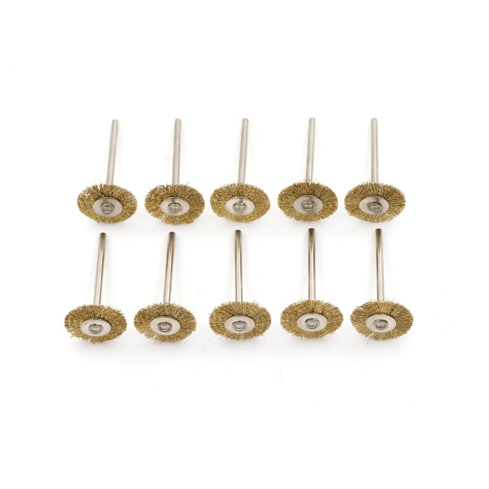 10Pcs 22mm Rotary Tool Brass Wheel Wire Brush Set - Fits Dremel ,1/8" Shank ,Clean, Polish, Prep Whosesale