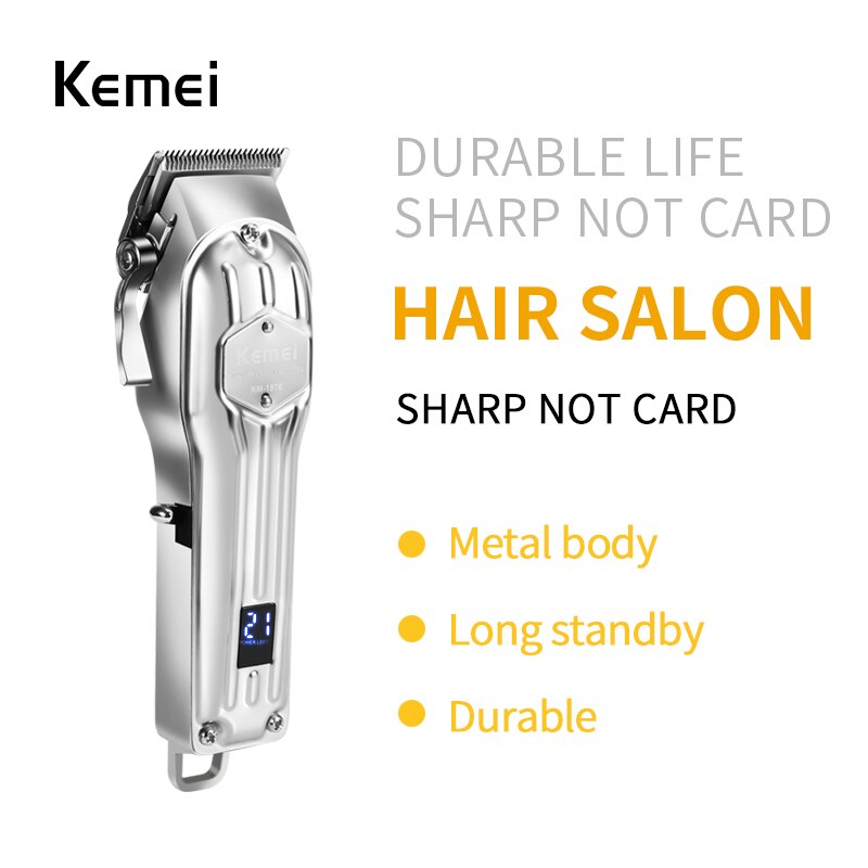 Kemei-1983 Barber All Metal Rechargeable Hair Clipper Electric Hair Trimmer Haircut Shaver Beard Trimmer Machine