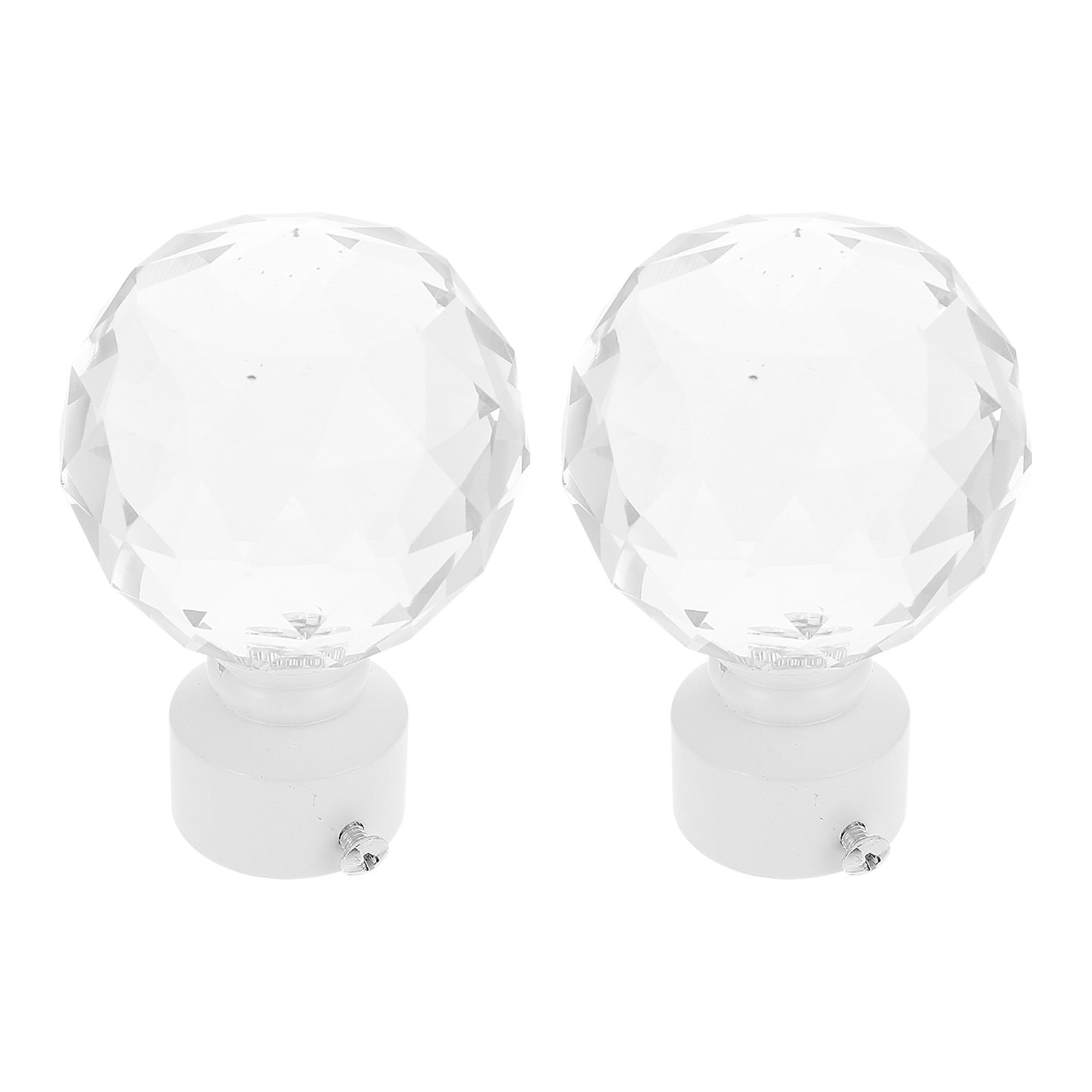 2pcs Decorative Curtain Rod Finials Crystal Iron Art Curtain Rod Ends Accessory