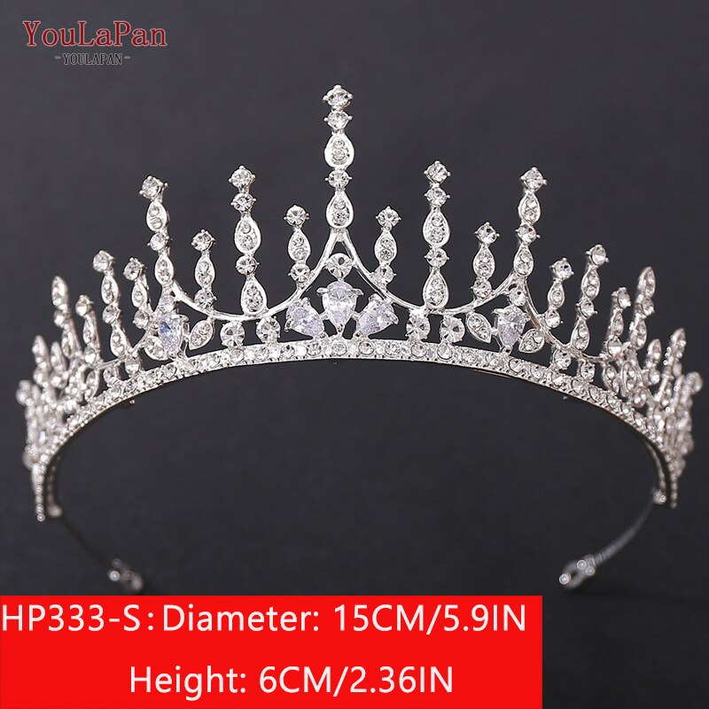 TOPQUEEN HP326 Zirkonia Hochzeit Tiara für Braut-Prinzessin Tiara Stirnband Braut Krone Braut Haar Zubehör für Frauen Tiara: HP333-S