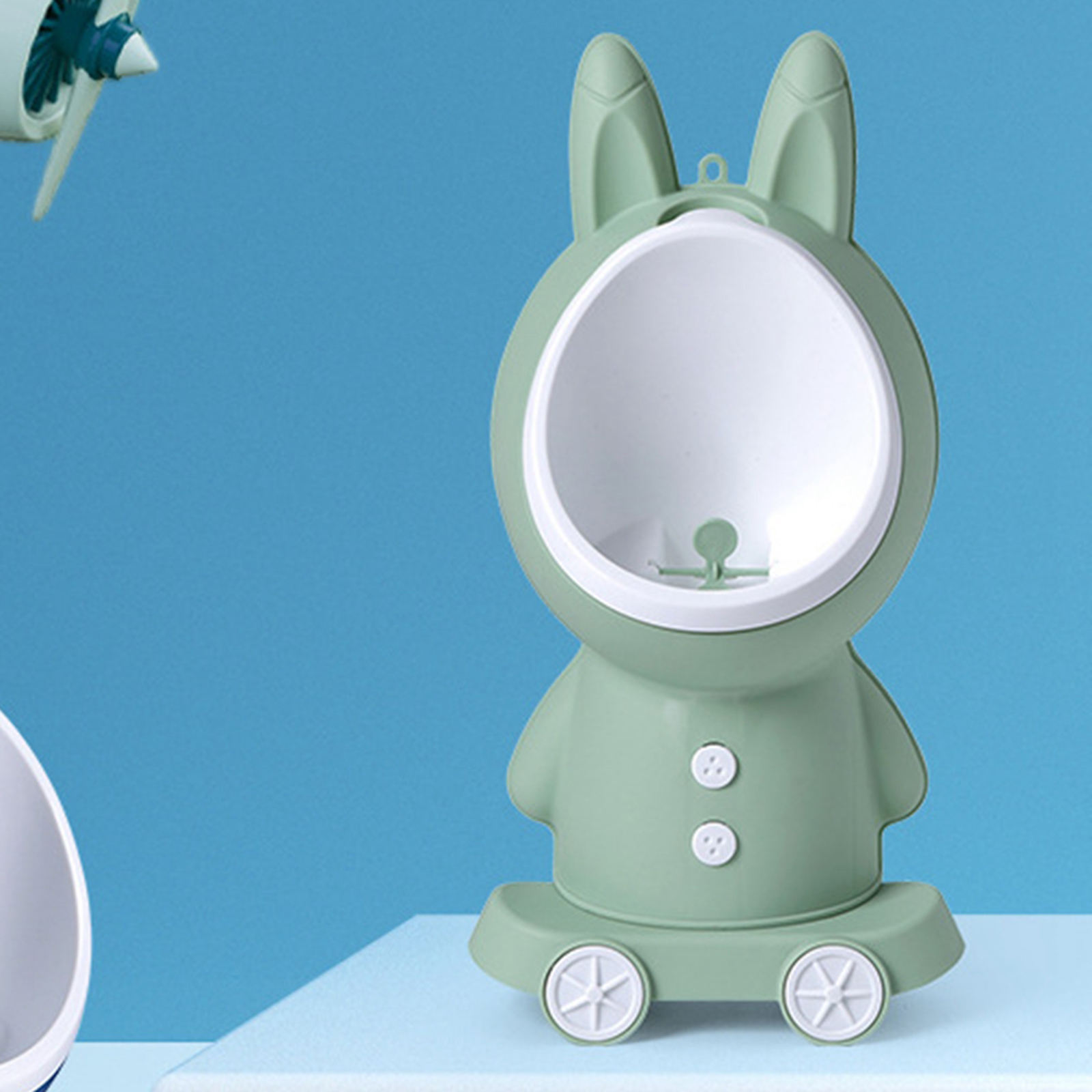 Portable RabbitPee Toilet Kids Children Standing Potty Urinal Wall Mounted Kids Baby Removable Bowl Insert: Green