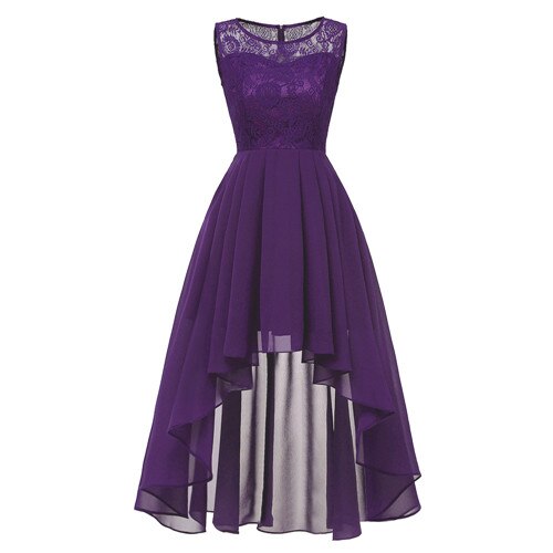 OML-536 # Sommer sexy Spitze Chiffon-violett Rosa Brautjungfer Kleider Kurze lange prom Party Kleid mädchen günstige frauen: violett / 16