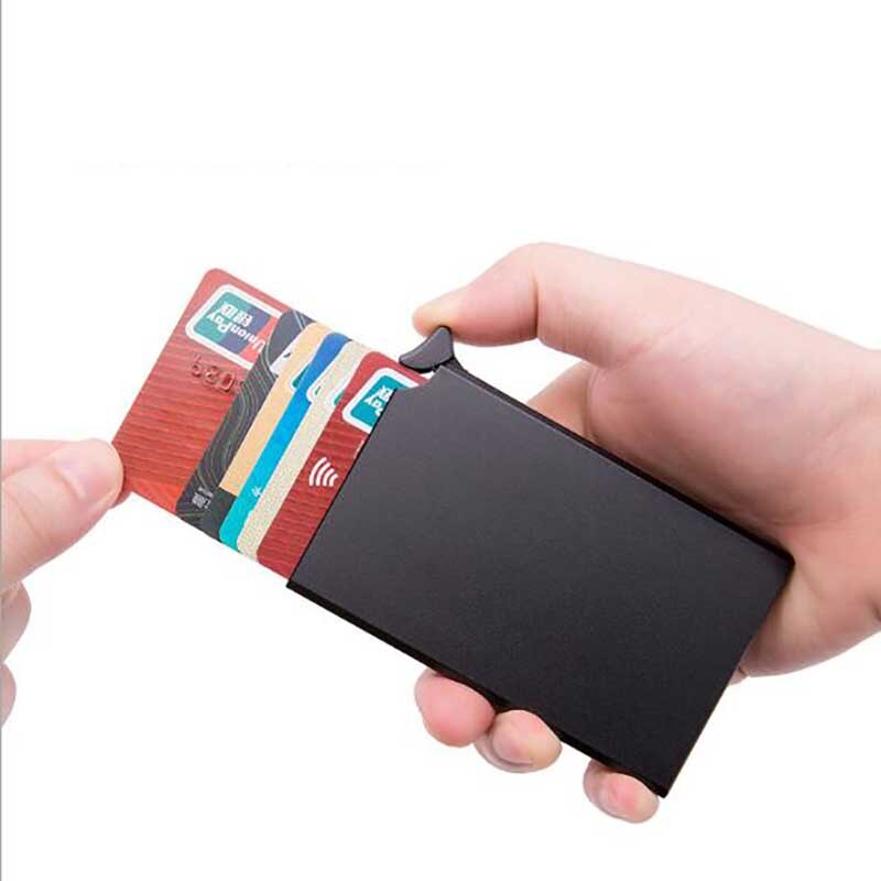 Automatische Credit ID Cardholder Aluminium Pop Up Brocking Card case Men Business Card Box Protect Metal Case Black Red