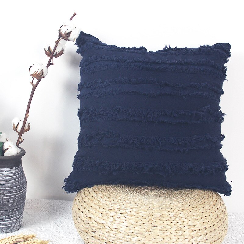 Katoen Linnen Kussensloop Kwastje Jacquard Fijne Steek Perfecte Afwerking Woonkamer Sofa Auto Decoratieve Thuis Kussens