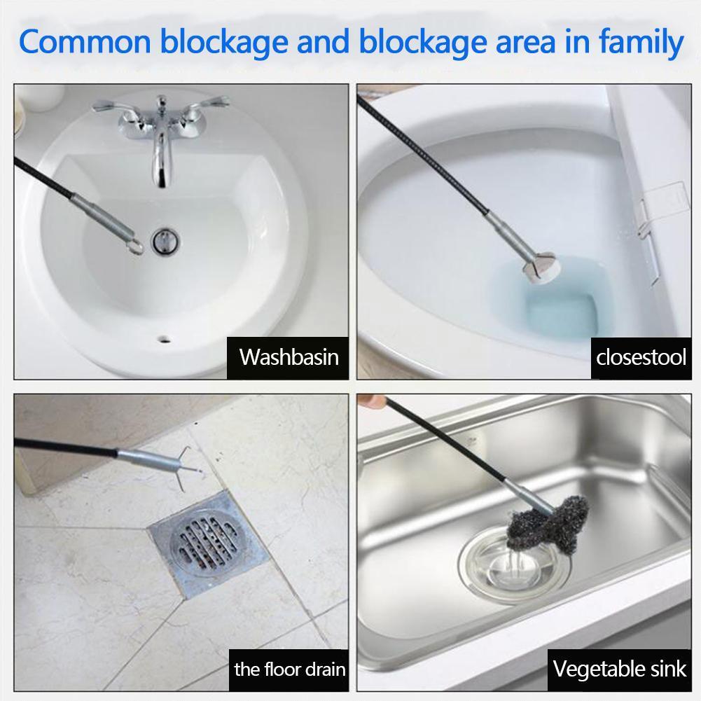 100cm Pipe Dredge Pipeline Cleaner Household Bathroom Gripper Drainage Bathtub Kitchen Cleaning Bendable Sewer Sewage Sink B2q8