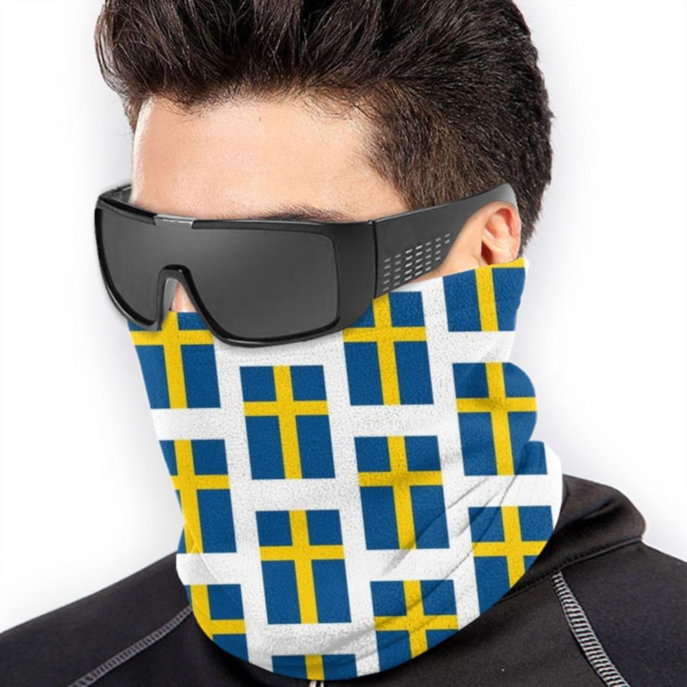 Drapeau suédois officiel (Sveriges Flagga, suède) dans ses couleurs propres sur le noir. 3D Bandana visage cou plus doux masque polaire