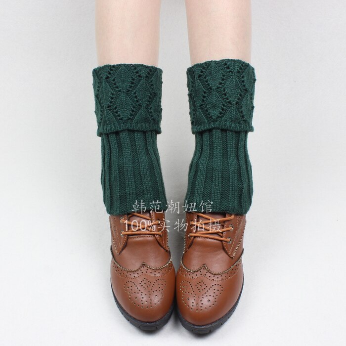 Beenwarmers Vrouwen Hollow Haak Breien Dikkere Dames Elegante Womens Solid Eenvoudige All-Match Zachte Katoen Trendy: green