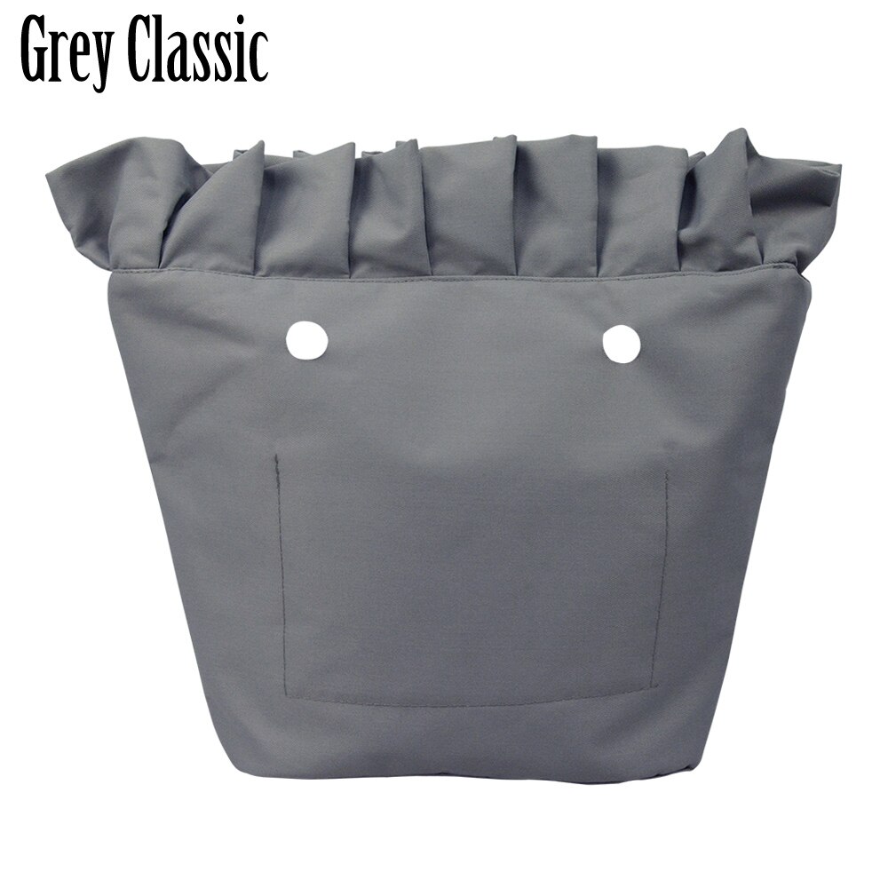 Tanqu Frill Pleat Soild Fabric Waterproof Inner Lining Insert Zipper Pocket for Classic Mini Obag Inner Pocket for O Bag: grey classic