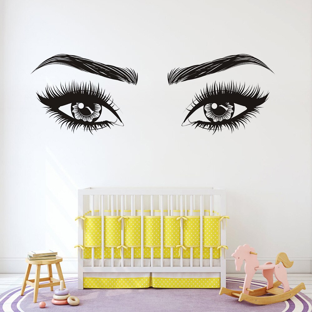 Piger vippebryn øjne wallstickers stue dekoration decals til møbler sticker dekoration øjenbryn butiksindretning