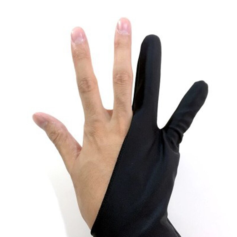 Guantes de lápiz táctil para tableta, pintura de ordenador, pintura, antiincrustante, negro, 2 dedos