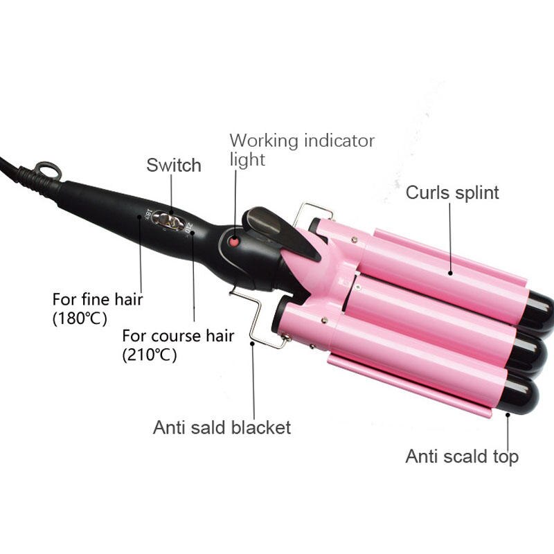 Ceramic Triple 3 Barrel Hair Wave Waver Styling Tools Digital Salon Curling Iron Curler Wand Hair Styler
