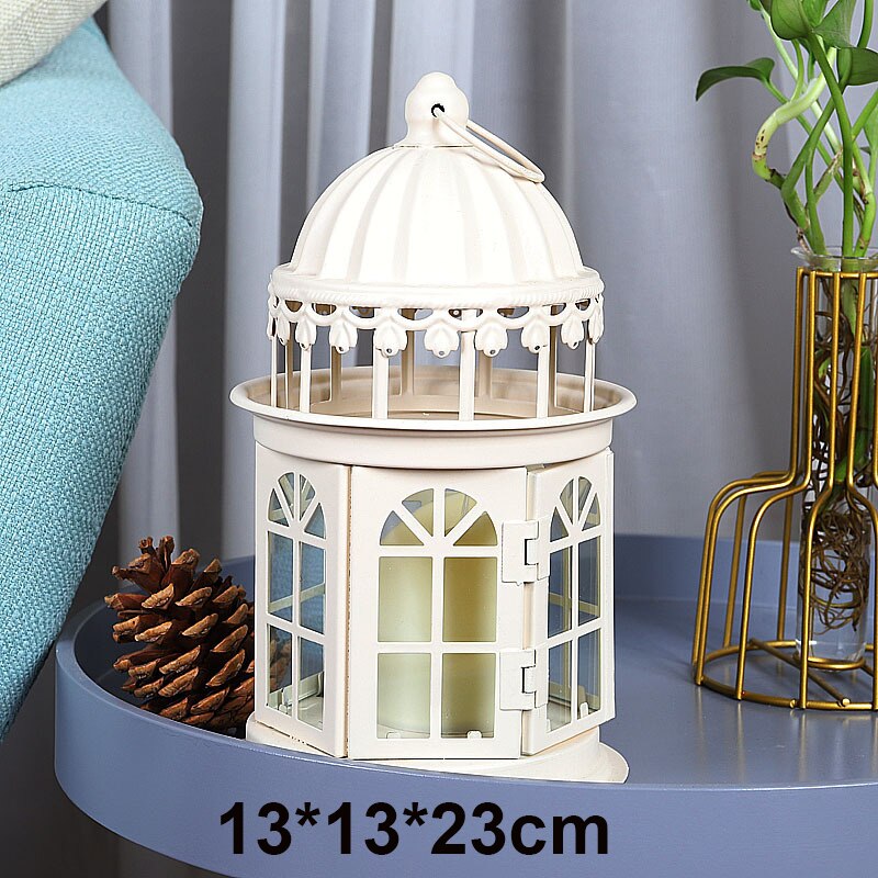 Smeedijzeren glazen retro kaarsenhouder tuin vloer buiten winddichte lamp grote draagbare lamp bruiloft lamp decoratie ornamenten: 1