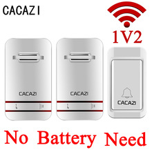 Cacazi hvid intet batteri har brug for trådløs dørklokke vandtæt smart dørklokke eu / us-stik trådløs ring dørklokker fjernbetjening  ac 110v-220v