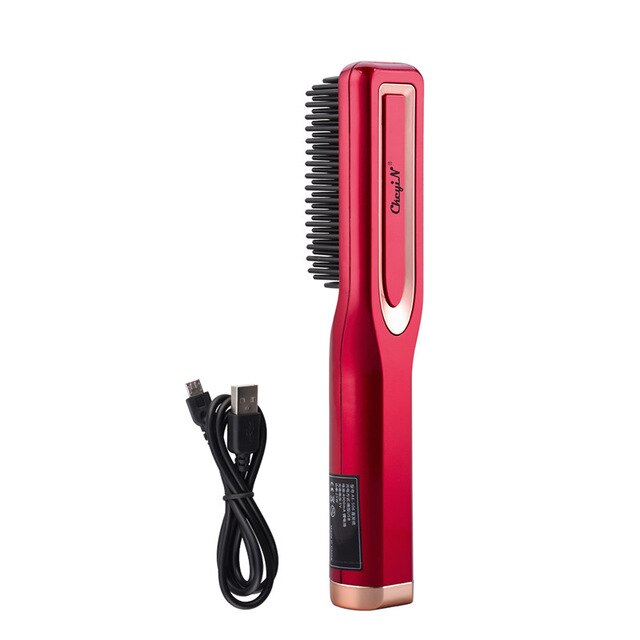 Cordless Hair Straightening Comb 3 Temperatures Hair Straightener USB Rechargeable Hair Straightening Iron Brush: Default Title